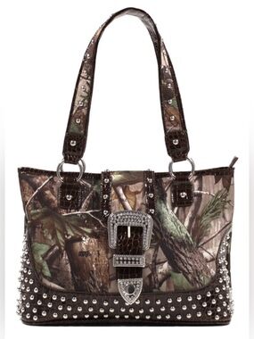 Y2K Baddie Rhinestone Western Cowboy Buckle Realtree Camo Studded Purse Bratz 💎
